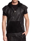 GIUSEPPE ZANOTTI Perforated Short-Sleeve Leather Hoodie