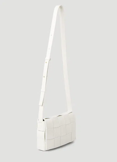 Shop Bottega Veneta Women Cassette Small Intrecciato Shoulder Bag In White