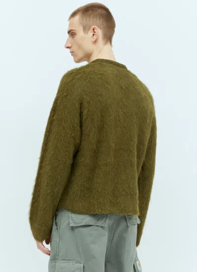 Shop Brain Dead Men Logo Head Knit Sweater In Green