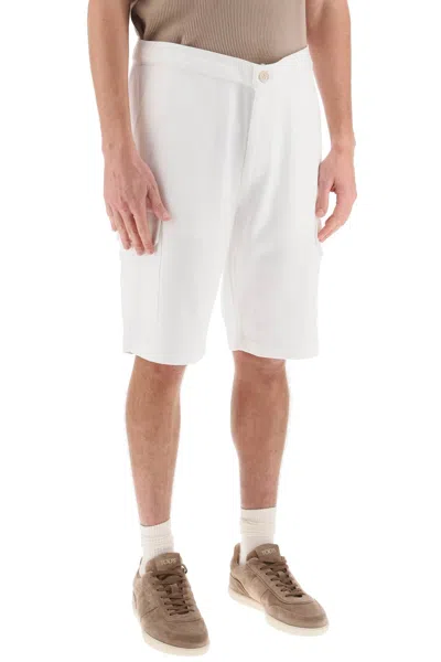 Shop Brunello Cucinelli Cargo Shorts In Jersey Men In White