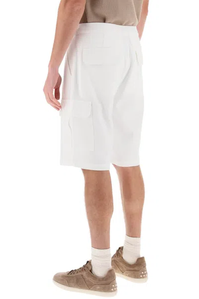 Shop Brunello Cucinelli Cargo Shorts In Jersey Men In White