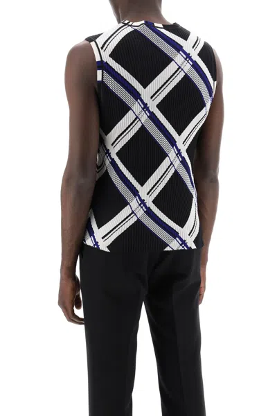 Shop Burberry Ered Silk Knit Top With Ribbing Men In Multicolor