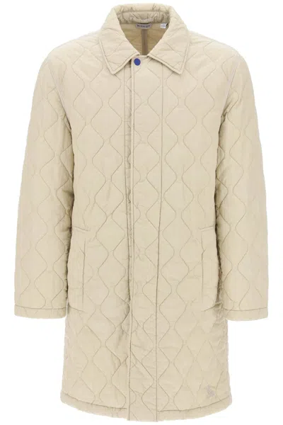 Shop Burberry Quilted Nylon Midi Car Coat With Men In Multicolor