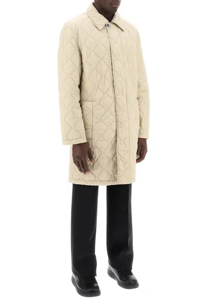 Shop Burberry Quilted Nylon Midi Car Coat With Men In Multicolor