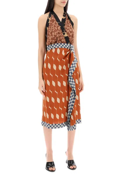 Shop Dries Van Noten Dole Patchwork Dress With American Neckline Women In Multicolor