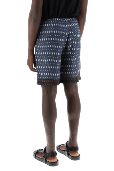 Shop Dries Van Noten S-wave Printed Bermuda Shorts Men In Blue