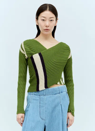 Shop Dries Van Noten Women Twisted Knit Sweater In Green