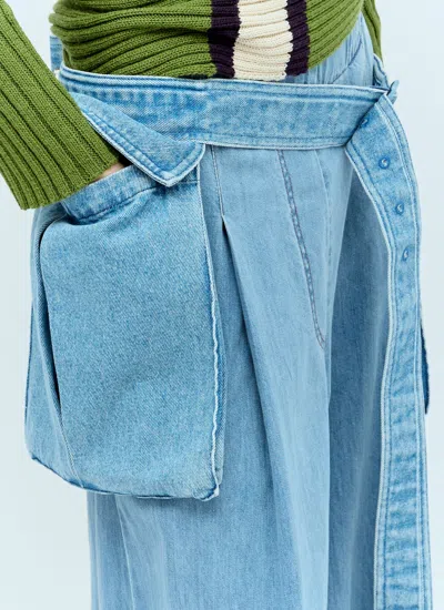 Shop Dries Van Noten Women Denim Flap Pocket Belt In Blue