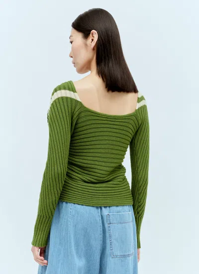 Shop Dries Van Noten Women Twisted Knit Sweater In Green