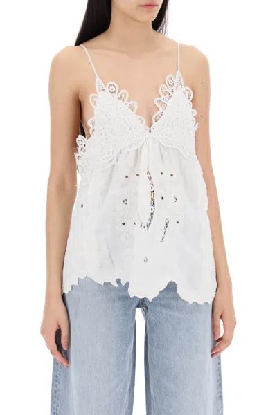 Shop Isabel Marant "victoria Lace Top With Elegant Women In White
