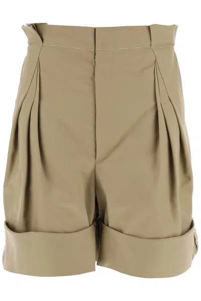 Shop Maison Margiela Wide-legged Chino Bermuda Shorts With Women In Cream