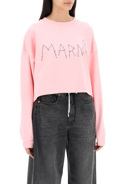 Shop Marni "organic Cotton Sweatshirt With Hand-embroid Women In Multicolor