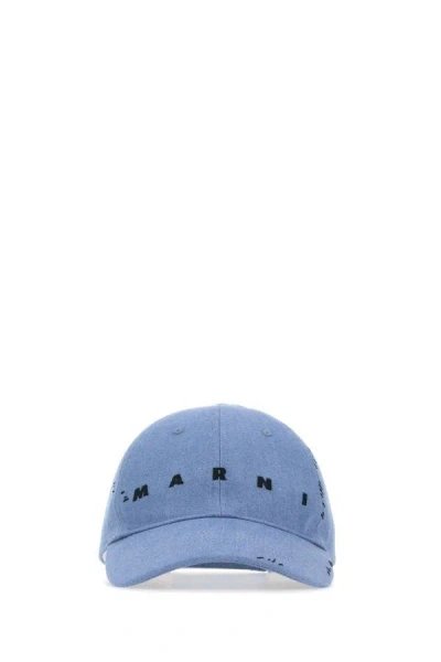 Shop Marni Man Light Blue Cotton Baseball Hat
