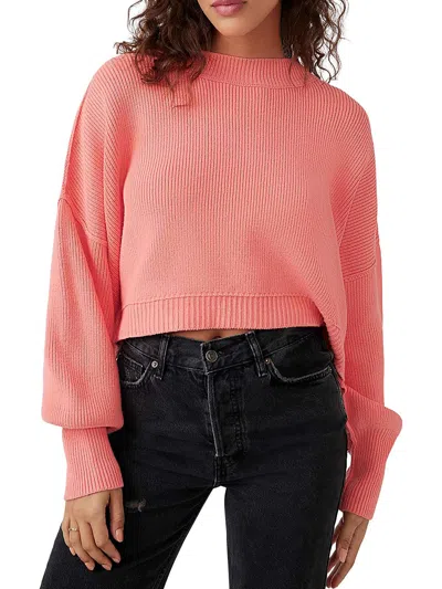 Shop Free People Easy Street Womens Mock Neck Cropped Pullover Sweater In Pink