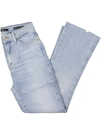 Shop 7 For All Mankind Womens Raw Hem Slim Kick Flare Jeans In Multi