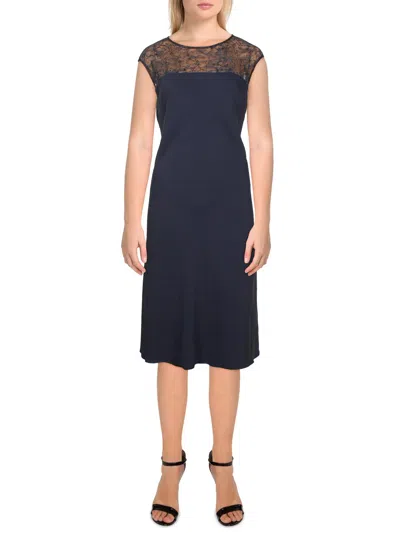 Shop Lauren Ralph Lauren Tynlee Womens Lace Knee-length Sheath Dress In Blue