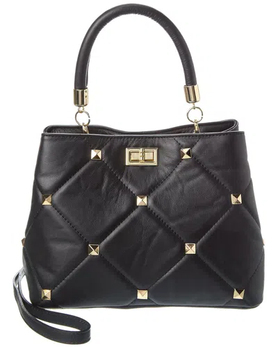 Shop Italian Leather Top Handle Bag In Black