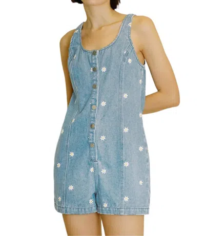 Shop Storia Daisy Romper In Washed Blue