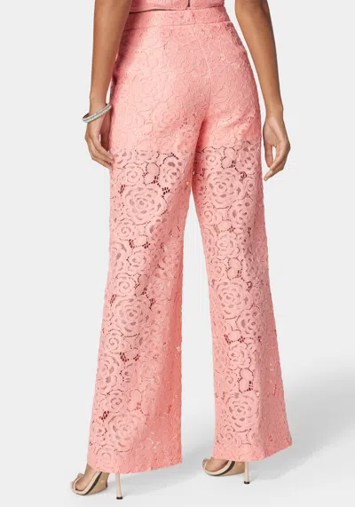 Bebe High Waist Wide Leg Lace Pant In Apricot Blush