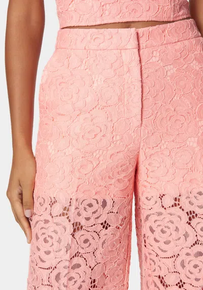 Bebe High Waist Wide Leg Lace Pant In Apricot Blush