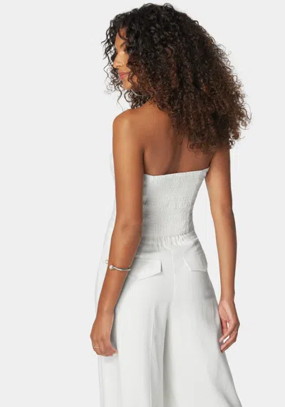Bebe Linen Strapless Vest Top In White Alyssum