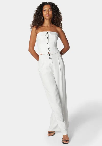 Bebe Linen Strapless Vest Top In White Alyssum