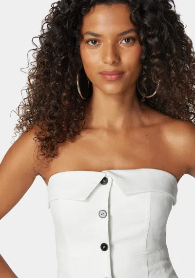Shop Bebe Linen Strapless Vest Top In White Alyssum