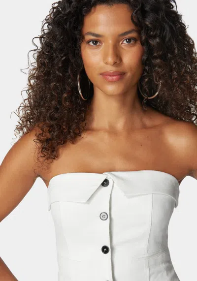 Bebe Linen Strapless Vest Top In White Alyssum