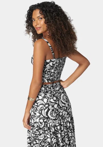 Bebe Contrast Braided Bustier Top In Nostalgic Bloom Print