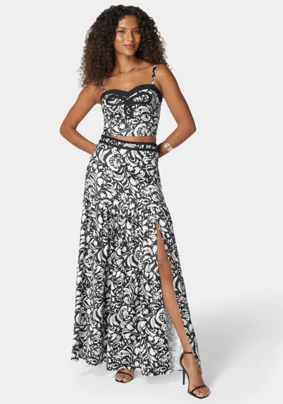 Bebe Contrast Braided Bustier Top In Nostalgic Bloom Print