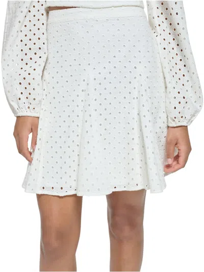 Shop Karl Lagerfeld Womens A-line Eyelet Mini Skirt In White