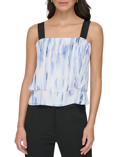 Shop Dkny Womens Metallic Double Layer Tank Top In Multi