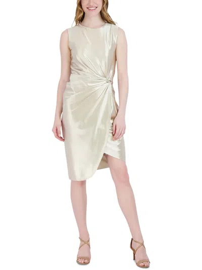 Shop Donna Ricco Womens Knee Length Halter Midi Dress In Gold