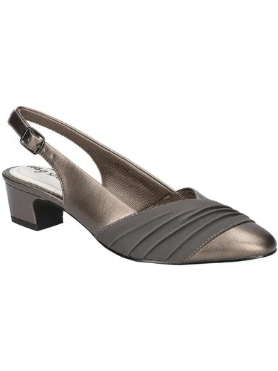 Easy Street Bates Womens Faux Leather Dressy Slingback Heels In Silver