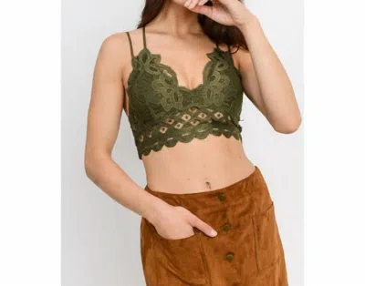Shop Anemone Lace Bralette In Olive In Green
