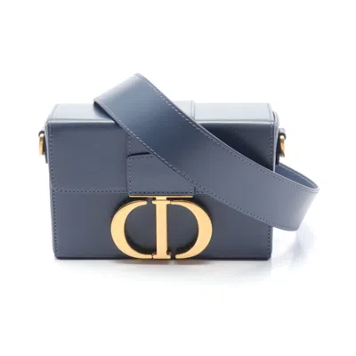 Shop Dior 30 Montaigne Micro Box Bag Shoulder Bag Leather Gray In Multi