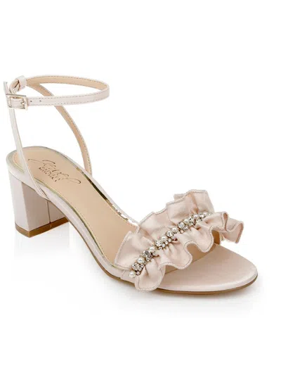Jewel Badgley Mischka Desirie Womens Embellished Ankle Strap Block Heel In Multi