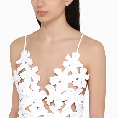 Shop Valentino White Piqué Top With Embroidery