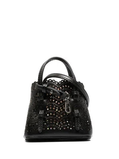 Shop Alaïa Mina Leather Mini Bag In Black