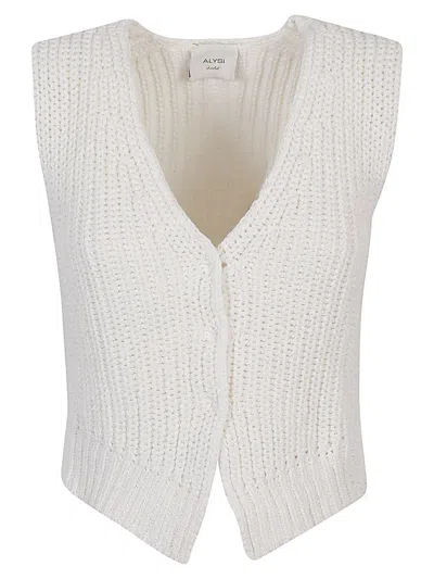 Shop Alysi Knitted Cotton Vest In White