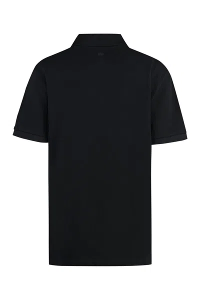 Shop Ami Alexandre Mattiussi Ami Paris Cotton Piqué Polo Shirt In Black