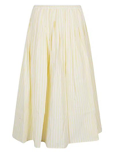 Shop Apuntob Striped Cotton Midi Skirt In Yellow