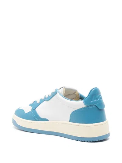 Shop Autry Medialist Low Leather Sneakers In Clear Blue