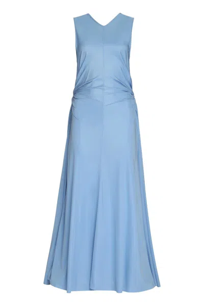 Shop Bottega Veneta Jersey Dress In Blue