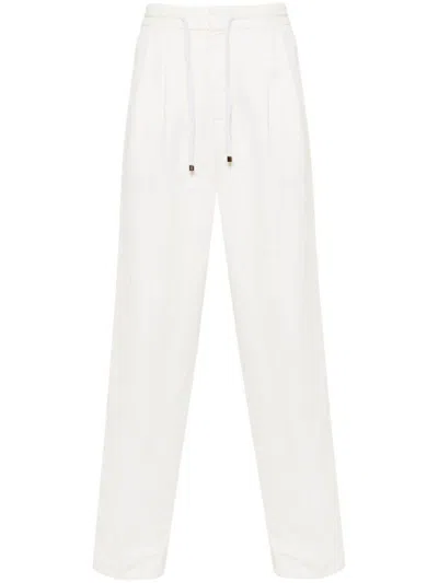 Shop Brunello Cucinelli Linen And Cotton Blend Trousers In White