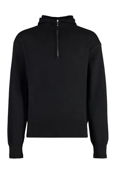 Shop Burberry Knitted Full Zip Hoodie In Black