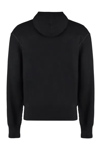 Shop Burberry Knitted Full Zip Hoodie In Black