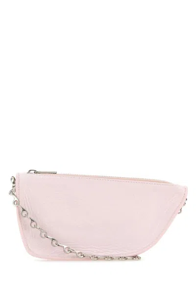 Burberry Mini Pink Leather Micro Shield Shoulder Handbag In Cameo
