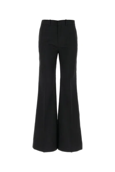 Chloé Cropped Wool And Linen-blend Flared Pants In Black