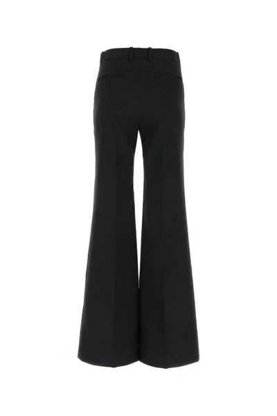 Chloé Cropped Wool And Linen-blend Flared Pants In Black